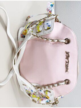 Betsey Johnson Pink Butterfly Bumblebee Strap Gold Hardware  Dome Purse EUC